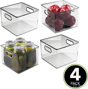 img 3 attached to mDesign Plastic Food Storage Container Bin with Handles - Kitchen Organizing Solution for Snacks, Produce, Pasta - BPA Free, 4 Pack - Smoke Gray