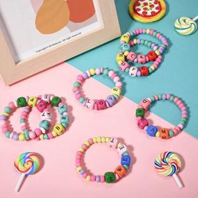 img 1 attached to Kids Beaded Bracelets 12-Pack - Girls Toddler Jewelry Cute Unicorn Mermaid Rainbow Wooden Bead Friendship Princess Party Favors