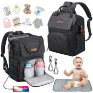 🎒 multifunctional diaper bag backpack by mcgmitt - waterproof nappy bag with usb charging port, stroller straps, diaper changing pad - ideal baby diaper bag for moms and dads in black logo