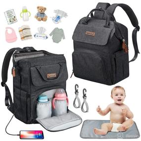 img 4 attached to 🎒 Multifunctional Diaper Bag Backpack by MCGMITT - Waterproof Nappy Bag with USB Charging Port, Stroller Straps, Diaper Changing Pad - Ideal Baby Diaper Bag for Moms and Dads in Black