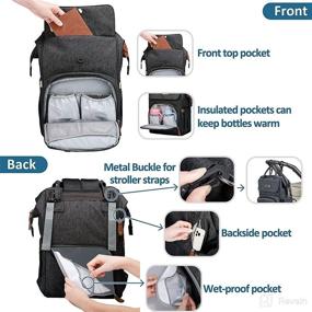 img 1 attached to 🎒 Multifunctional Diaper Bag Backpack by MCGMITT - Waterproof Nappy Bag with USB Charging Port, Stroller Straps, Diaper Changing Pad - Ideal Baby Diaper Bag for Moms and Dads in Black