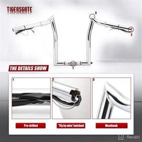 img 2 attached to 🐅 TIGERSGATE Chrome PRE-WIRED 14" Rise Meathook Monkey Bars 1 1/4" Ape Hanger Handlebars for 2015-2022 Harley Road Glide