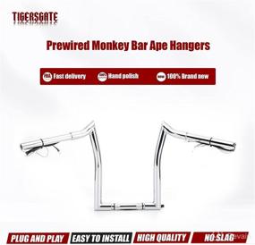 img 1 attached to 🐅 TIGERSGATE Chrome PRE-WIRED 14" Rise Meathook Monkey Bars 1 1/4" Ape Hanger Handlebars for 2015-2022 Harley Road Glide