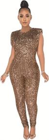 img 3 attached to THLAI Sparkling Jumpsuits Sleeveless Metallic Women's Clothing : Jumpsuits, Rompers & Overalls