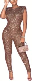 img 4 attached to THLAI Sparkling Jumpsuits Sleeveless Metallic Women's Clothing : Jumpsuits, Rompers & Overalls