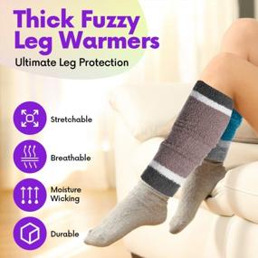 img 2 attached to Women'S Fuzzy 80S Leg Warmers 2 Pack - Long Fluffy Plush For Winter Dancing