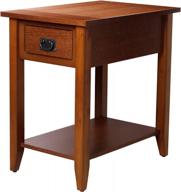 коричневый переходной деревянный столик с выдвижным ящиком и открытой полкой - benjara логотип