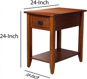 img 1 attached to Brown Transitional Wooden Chair Side End Table With Drawer And Open Shelf - Benjara