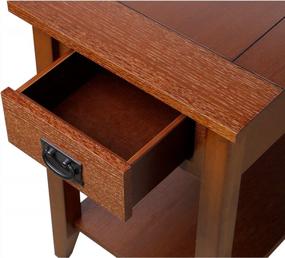 img 2 attached to Brown Transitional Wooden Chair Side End Table With Drawer And Open Shelf - Benjara