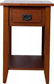 img 3 attached to Brown Transitional Wooden Chair Side End Table With Drawer And Open Shelf - Benjara