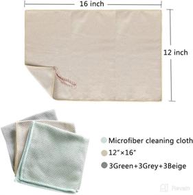 img 3 attached to 🧼 Lumirio Microfiber Cleaning Cloths - Lint-Free, Quick-Dry, Absorbent Household Dish Rags with Hanging Loop (9 Pack, 12x16 inches)