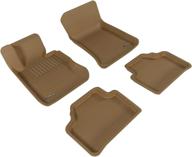 3d maxpider complete set custom fit all-weather floor mat for select bmw x1 (e84) xdrive models - kagu rubber (tan) logo