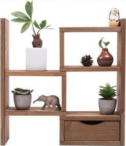 img 4 attached to Sunnyglade Wooden 3-Tier Plant Stand For Succulents, Tabletop, Window, And Indoor Garden Decor