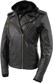 img 4 attached to Женская черная кожаная куртка Xelement XS2516 с капюшоном и вентиляцией MC Xelement XS2516 — большой размер