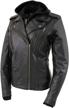 get stylish and comfortable with xelement xs2516 women's black madame hooded vented mc leather jacket - large logo