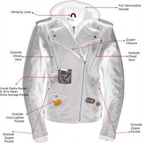 img 3 attached to Женская черная кожаная куртка Xelement XS2516 с капюшоном и вентиляцией MC Xelement XS2516 — большой размер