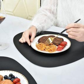 img 2 attached to JTX Placemat Set: 4 Coasters & 4 Faux Leather Mats For Dining Tables - Waterproof, Heat Resistant, & Easy To Clean (Black)