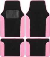 🚗 two-tone faux leather bdk pink carpet car floor mats – stylish automotive mats with anti-slip features, built-in heel pad, for cars, trucks, vans, suvs logo