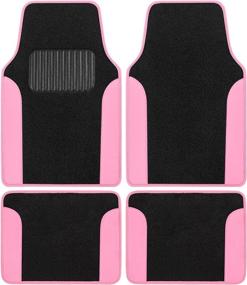 img 4 attached to 🚗 Two-Tone Faux Leather BDK Pink Carpet Car Floor Mats – Stylish Automotive Mats with Anti-Slip Features, Built-in Heel Pad, for Cars, Trucks, Vans, SUVs