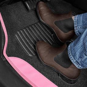 img 3 attached to 🚗 Two-Tone Faux Leather BDK Pink Carpet Car Floor Mats – Stylish Automotive Mats with Anti-Slip Features, Built-in Heel Pad, for Cars, Trucks, Vans, SUVs