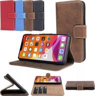 📱 snugg iphone 13 mini case wallet – 3 card slot folding wallet case with magnet closure & phone stand – distressed brown leather, tpu & nubuck iphone 13 mini wallet case логотип