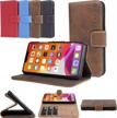 📱 snugg iphone 13 mini case wallet – 3 card slot folding wallet case with magnet closure & phone stand – distressed brown leather, tpu & nubuck iphone 13 mini wallet case logo