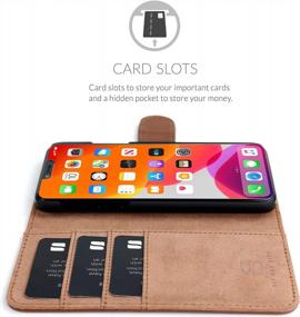 img 2 attached to 📱 Snugg iPhone 13 Mini Case Wallet – 3 Card Slot Folding Wallet Case with Magnet Closure & Phone Stand – Distressed Brown Leather, TPU & Nubuck iPhone 13 Mini Wallet Case