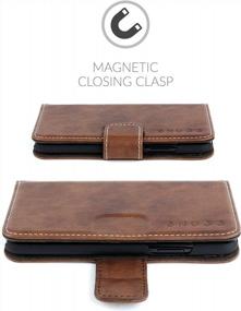 img 1 attached to 📱 Snugg iPhone 13 Mini Case Wallet – 3 Card Slot Folding Wallet Case with Magnet Closure & Phone Stand – Distressed Brown Leather, TPU & Nubuck iPhone 13 Mini Wallet Case