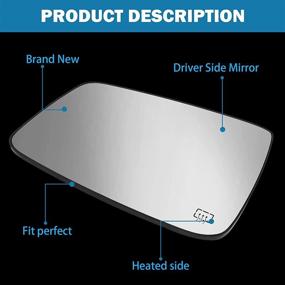 img 1 attached to 🔍 Compatible Driver Side Heated Mirror Glass for Dodge Ram Pick-Up 1500 2500 2009-2018 - Replacement 68079363AA, 68050299AA - Exterior Convex Side View Mirror with Backing Plate