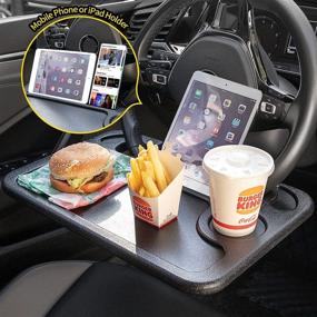 img 3 attached to 🚗 Cutequeen Car Eating/Laptop Steering Wheel Desk - Convenient 3-in-1 Black Portable Workstation (16.61“ x 11.2”)