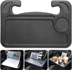 img 4 attached to 🚗 Cutequeen Car Eating/Laptop Steering Wheel Desk - Convenient 3-in-1 Black Portable Workstation (16.61“ x 11.2”)