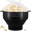 the original korcci microwaveable silicone popcorn popper, bpa free microwave popcorn popper, collapsible microwave popcorn maker bowl, dishwasher safe - black logo
