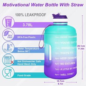 img 3 attached to 128OZ/73OZ BPA Free Reusable Water Bottle With Straw & Time Marker - BuildLife Gallon Motivational Drinking Tracker For Gym Sports Outdoor Daily Use