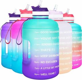 img 4 attached to 128OZ/73OZ BPA Free Reusable Water Bottle With Straw & Time Marker - BuildLife Gallon Motivational Drinking Tracker For Gym Sports Outdoor Daily Use