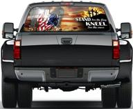 american flag decals for trucks - car rear window stand for the flag kneel for the cross bumper stickers graphics - 4th of july decorations for car trucks suv - gadgetstalk 58'x18' american flag logo