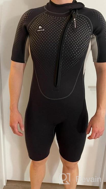 img 1 attached to Abahub Shorty Wetsuit For Men And Women: 2/3Mm Neoprene Spring Suit With Front/Back Zip, Short Sleeve For Snorkeling, Surfing, Kayaking, Scuba Diving And Other Water Sports - Available In 7 Sizes review by Evan Larson