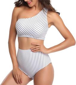 img 3 attached to NAFLEAP Shoulder Swimsuits Bikini Bathing Women's Clothing via Swimsuits & Cover Ups