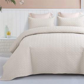img 3 attached to 🛏️ Exclusivo Mezcla 3-Piece King Size Quilt Set - Soft, Lightweight, and Reversible Bedspread with Pillow Shams - Basket Quilted Bed Cover and Coverlet for King Beds (96x104 Inches, Bone)