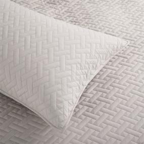 img 1 attached to 🛏️ Exclusivo Mezcla 3-Piece King Size Quilt Set - Soft, Lightweight, and Reversible Bedspread with Pillow Shams - Basket Quilted Bed Cover and Coverlet for King Beds (96x104 Inches, Bone)