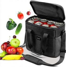 img 4 attached to Stay Cool And Organized With Our Large 15L Insulated Lunch Bag For Men And Women - Perfect For Picnic Time, With Side Pockets, Water Bottle Holder, And Leakproof 16-Can Cooler!