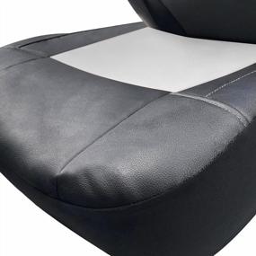 img 2 attached to 🚗Универсальные чехлы для автомобильных сидений - водонепроницаемые, кожаные и совместимые с подушками безопасности, предназначенные для передних сидений автомобиля, грузовика, фургона и внедорожника, выпускаются компанией AUTOYOUTH - серого цвета.