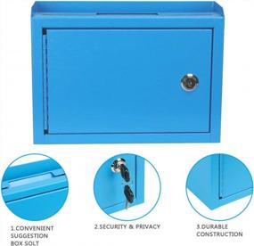 img 3 attached to Kyodoled Suggestion Box,Locking Mailbox, Key Drop Box, Wall Mounted Mail Box,Safe Lock Box,Ballot Box,Donation Box 9.8" W X 3" D X 7" H, Blue
