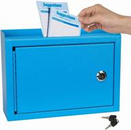 kyodoled suggestion box,locking mailbox, key drop box, wall mounted mail box,safe lock box,ballot box,donation box 9.8" w x 3" d x 7" h, blue logo