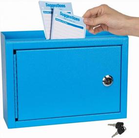img 4 attached to Kyodoled Suggestion Box,Locking Mailbox, Key Drop Box, Wall Mounted Mail Box,Safe Lock Box,Ballot Box,Donation Box 9.8" W X 3" D X 7" H, Blue