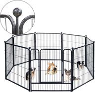 🐾 portable silver gray dog playpen: heavy duty, 32 inch height for large/medium dogs - indoor/outdoor exercise fence with door logo