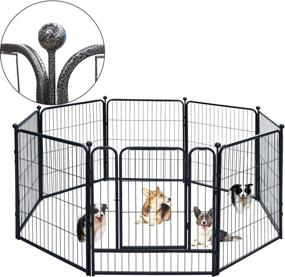img 4 attached to 🐾 Portable Silver Gray Dog Playpen: Heavy Duty, 32 Inch Height for Large/Medium Dogs - Indoor/Outdoor Exercise Fence with Door