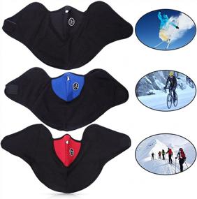 img 4 attached to 3PCS Neoprene Thermal Fleece Cold Weather Half Face Mask - Ideal For Motorcycle, Bicycle, Skiing & More!