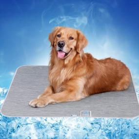 img 4 attached to LUXEAR Pet Cooling Mat, Arc-Chill Pet Cool Mat For Dogs Ultra Absorbent Moisture Summer Self-Cooling Pad , Q-Max > 0.4 Cooling Fiber Foldable Washable Reusable Dog Bed Mat, 27''×36'', Grey