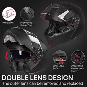 img 1 attached to 🏍️ ILM Matte Black Modular Full Face Helmet Flip up Dual Visor DOT Approved Model 159 - Adult Motorcycle Helmet (Size Large)