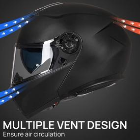 img 3 attached to 🏍️ ILM Matte Black Modular Full Face Helmet Flip up Dual Visor DOT Approved Model 159 - Adult Motorcycle Helmet (Size Large)